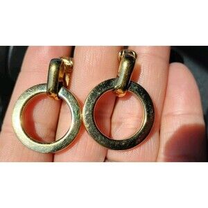 Vintage Signed WINARD 12k Gold Filled Dangle Hoop Clip On Earrings
